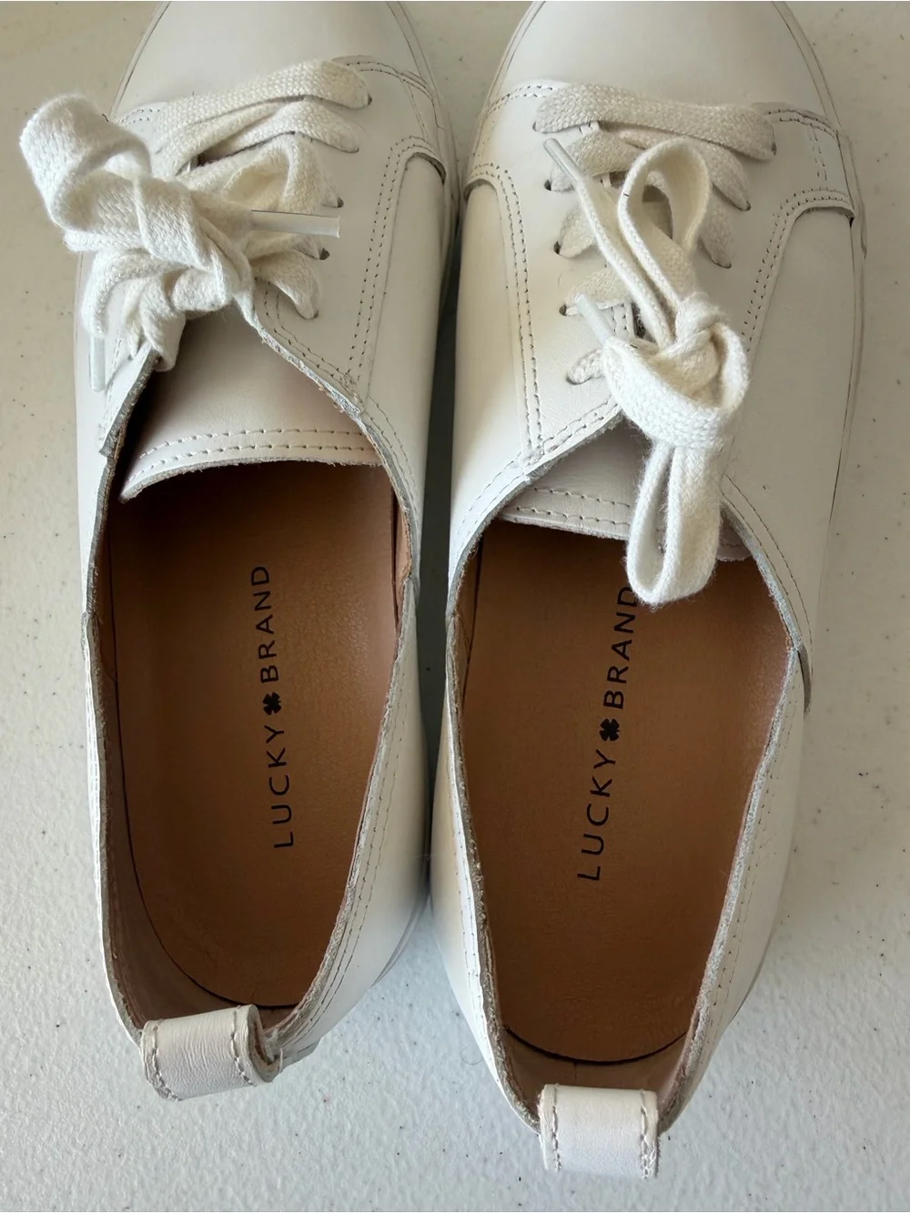 Lucky Brand Women's White Leather Low-Top Lace-Up Sneakers